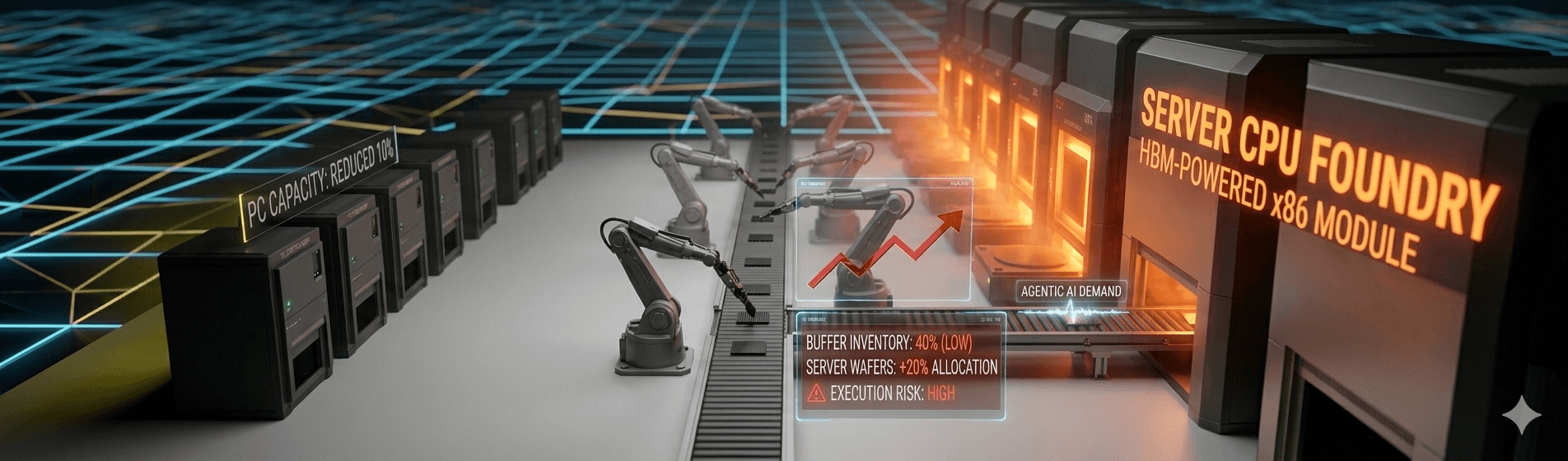 Silicon wafer with server-class CPU dies representing Intel’s manufacturing reallocation
